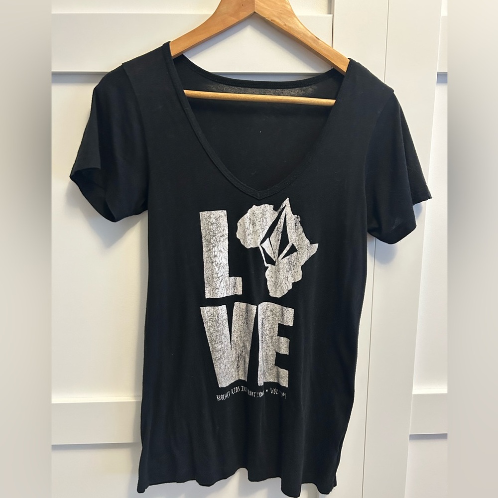 Volcom Love Black Graphic T-Shirt with White Print